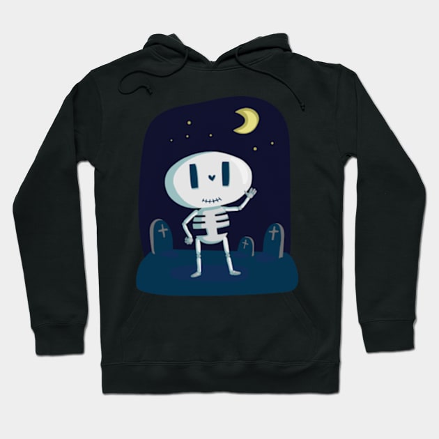 Cute Skeleton at Cemetary Hoodie by Petko121212